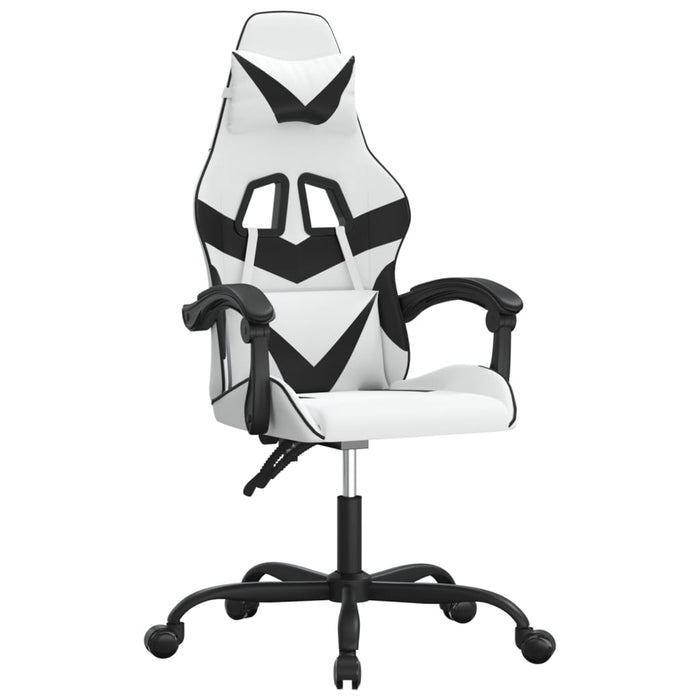 Scaun de gaming pivotant, alb și negru, piele ecologică - WALTI WALTI