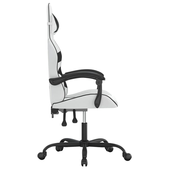 Scaun de gaming pivotant, alb și negru, piele ecologică - WALTI WALTI