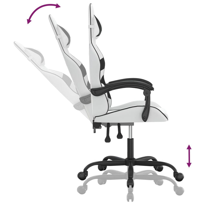 Scaun de gaming pivotant, alb și negru, piele ecologică - WALTI WALTI