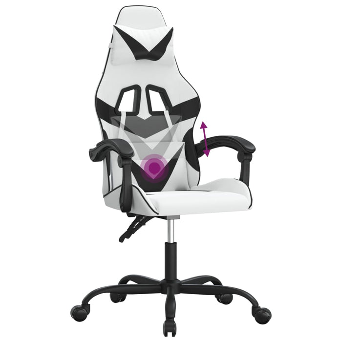 Scaun de gaming pivotant, alb și negru, piele ecologică - WALTI WALTI
