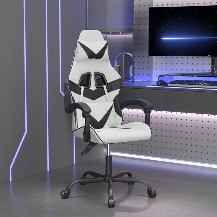 Scaun de gaming pivotant, alb și negru, piele ecologică - WALTI WALTI