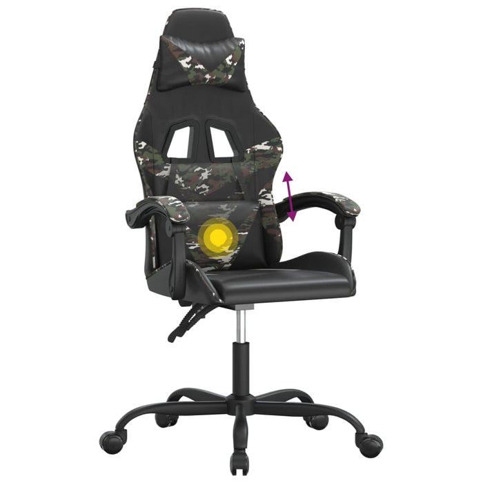 Scaun de gaming pivotant, negru și camuflaj, piele ecologică - WALTI WALTI