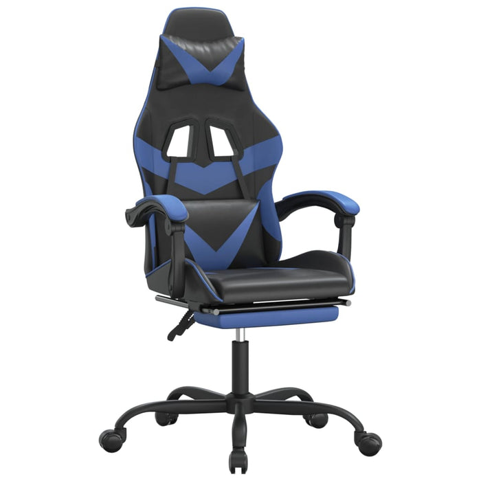 Scaun gaming pivotant/suport picioare negru/albastru piele eco - WALTI WALTI