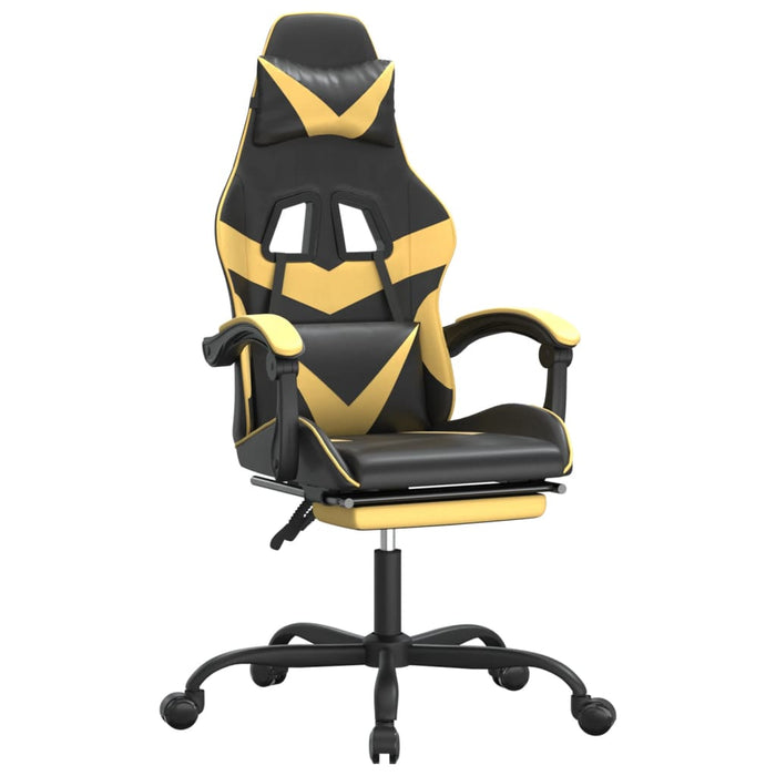 Scaun de gaming pivotant/suport picioare negru/auriu piele eco - WALTI WALTI