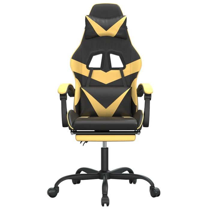 Scaun de gaming pivotant/suport picioare negru/auriu piele eco - WALTI WALTI