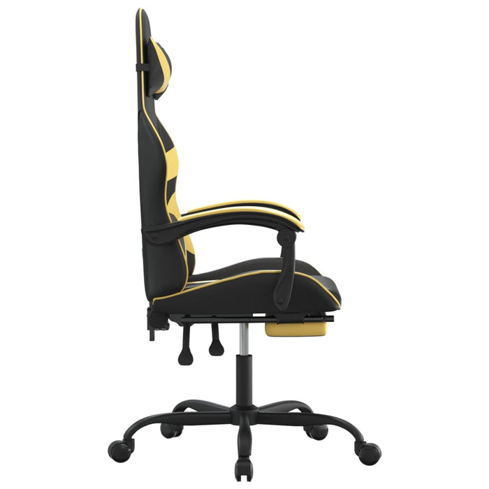 Scaun de gaming pivotant/suport picioare negru/auriu piele eco - WALTI WALTI