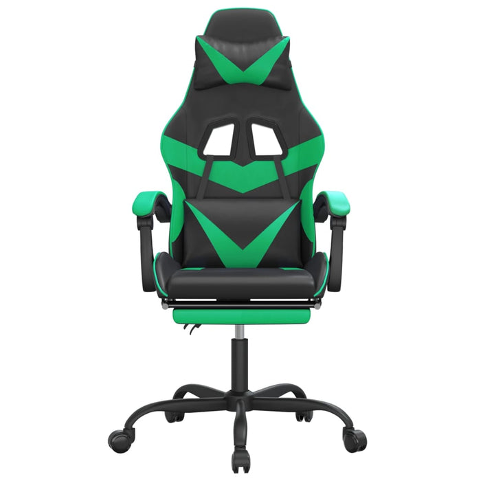 Scaun de gaming pivotant/suport picioare negru/verde piele eco - WALTI WALTI
