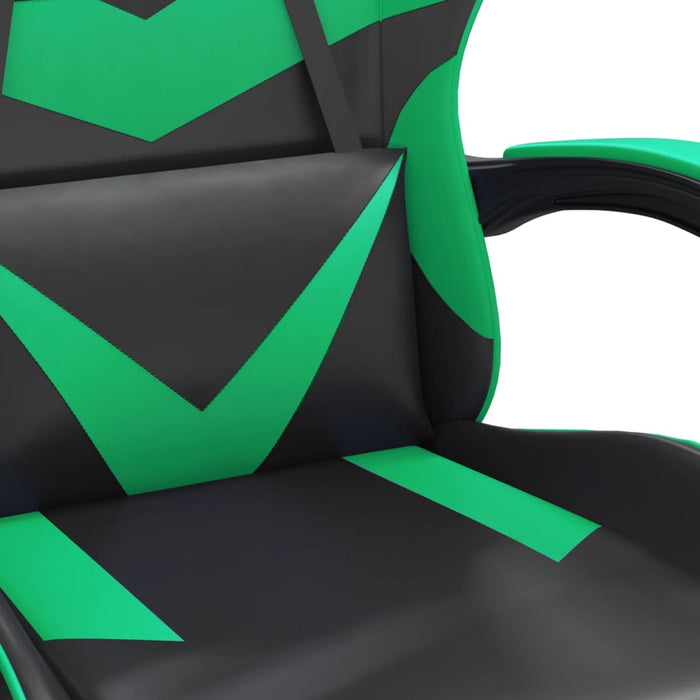 Scaun de gaming pivotant/suport picioare negru/verde piele eco - WALTI WALTI