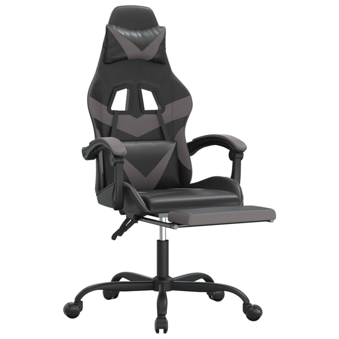 Scaun de gaming pivotant/suport picioare negru/gri piele eco - WALTI WALTI