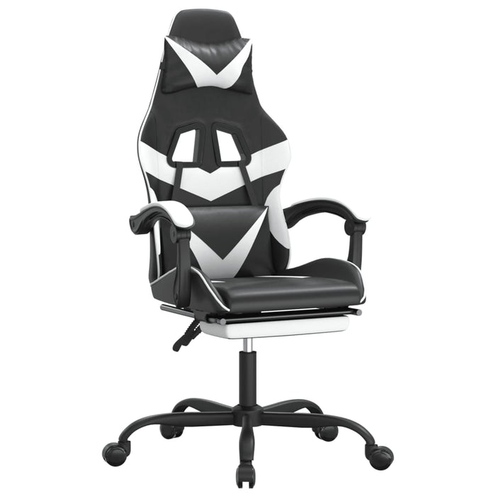 Scaun gaming pivotant/suport picioare negru/alb piele eco - WALTI WALTI