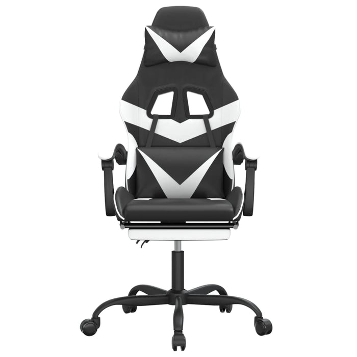 Scaun gaming pivotant/suport picioare negru/alb piele eco - WALTI WALTI