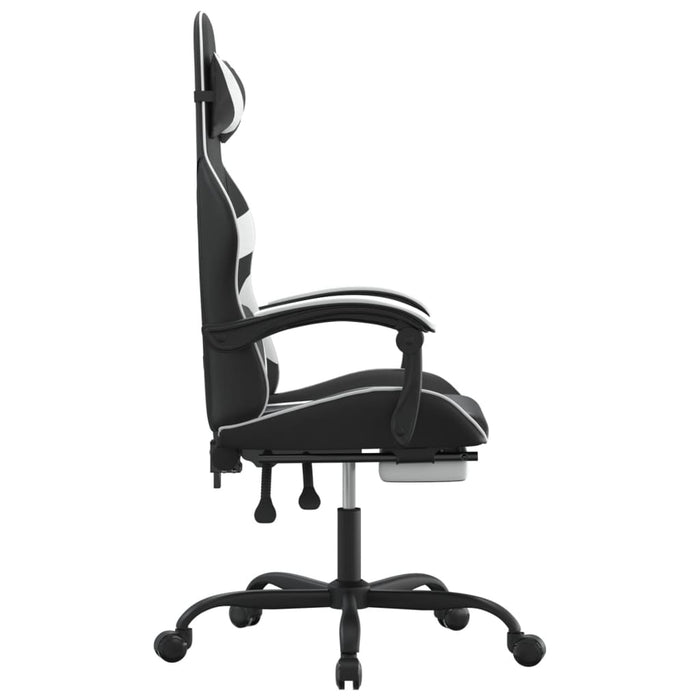 Scaun gaming pivotant/suport picioare negru/alb piele eco - WALTI WALTI
