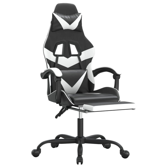 Scaun gaming pivotant/suport picioare negru/alb piele eco - WALTI WALTI