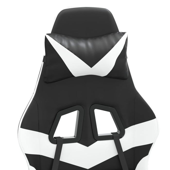 Scaun gaming pivotant/suport picioare negru/alb piele eco - WALTI WALTI