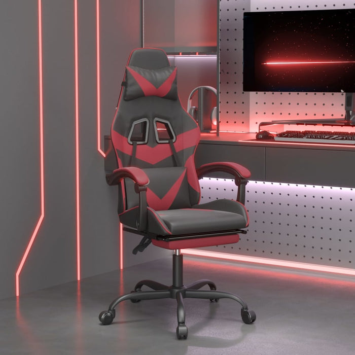 Scaun gaming pivotant/suport picioare negru/roșu vin piele eco - WALTI WALTI