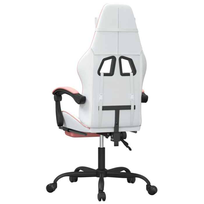 Scaun de gaming pivotant cu suport picioare alb&roz piele eco - WALTI WALTI