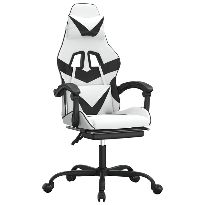 Scaun de gaming pivotant cu suport picioare alb&negru piele eco - WALTI WALTI