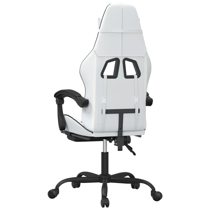 Scaun de gaming pivotant cu suport picioare alb&negru piele eco - WALTI WALTI