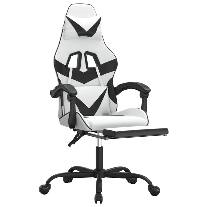 Scaun de gaming pivotant cu suport picioare alb&negru piele eco - WALTI WALTI