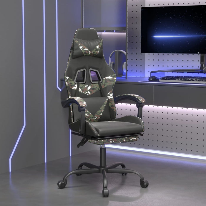 Scaun de gaming cu suport picioare negru/camuflaj piele eco - WALTI WALTI