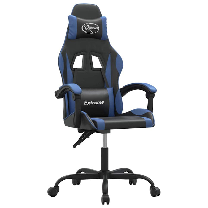 Scaun de gaming pivotant, negru și albastru, piele ecologică WALTI