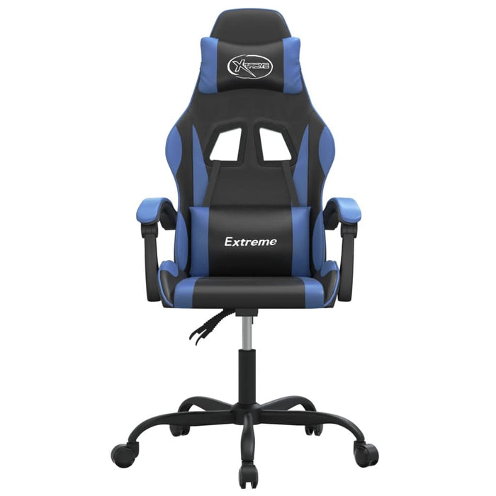Scaun de gaming pivotant, negru și albastru, piele ecologică WALTI