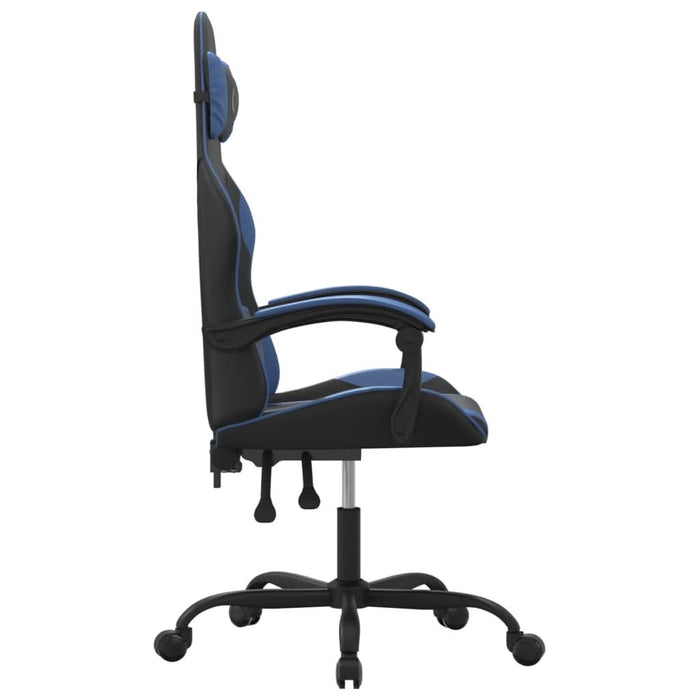 Scaun de gaming pivotant, negru și albastru, piele ecologică WALTI