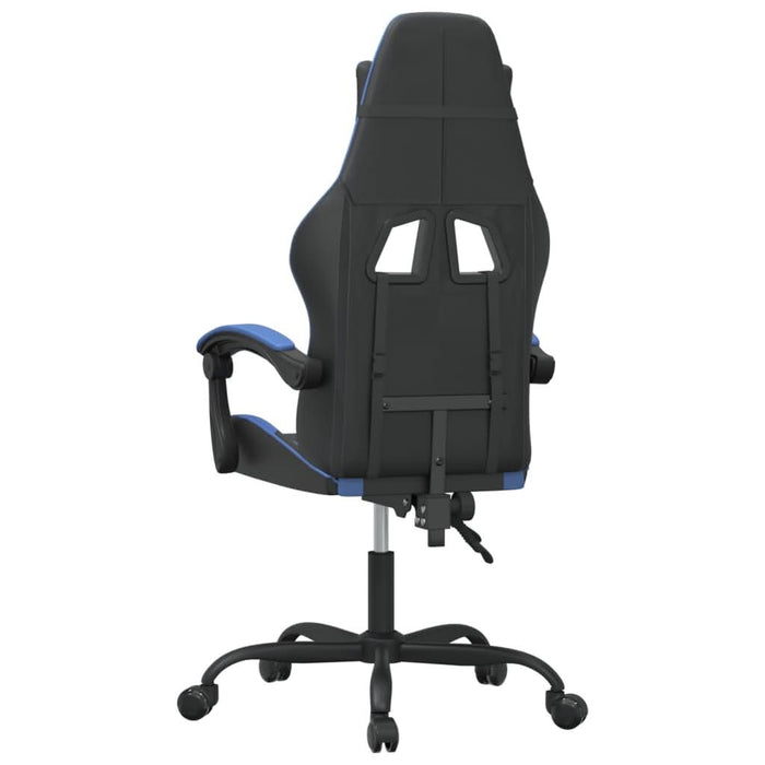 Scaun de gaming pivotant, negru și albastru, piele ecologică WALTI
