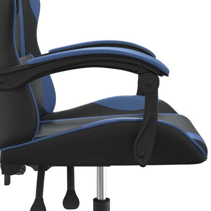 Scaun de gaming pivotant, negru și albastru, piele ecologică WALTI