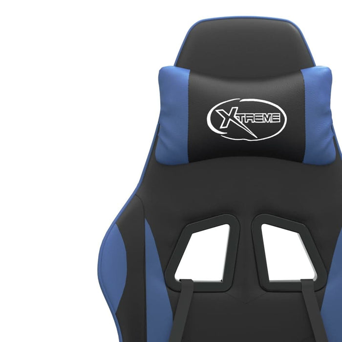 Scaun de gaming pivotant, negru și albastru, piele ecologică WALTI