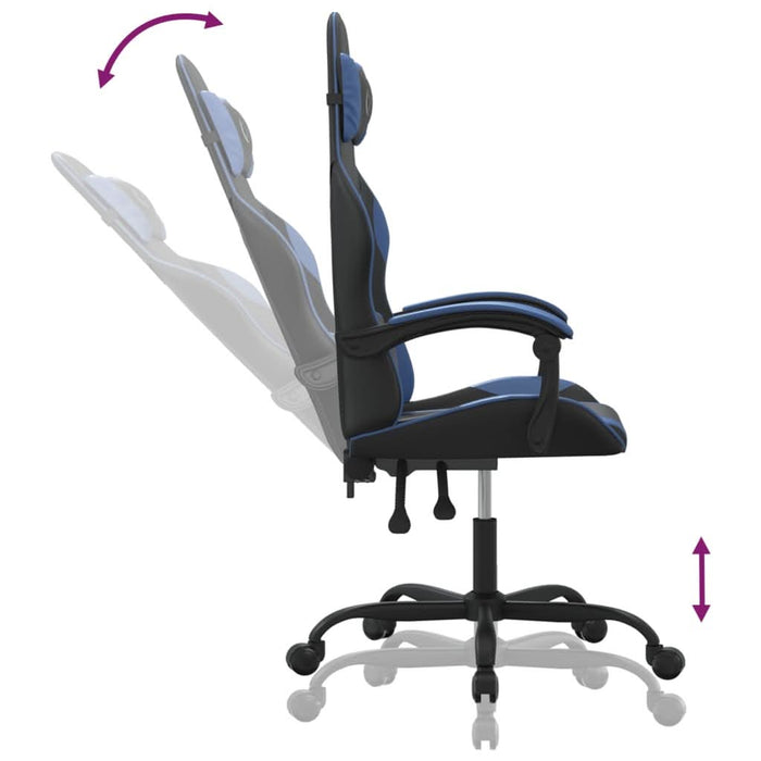 Scaun de gaming pivotant, negru și albastru, piele ecologică WALTI