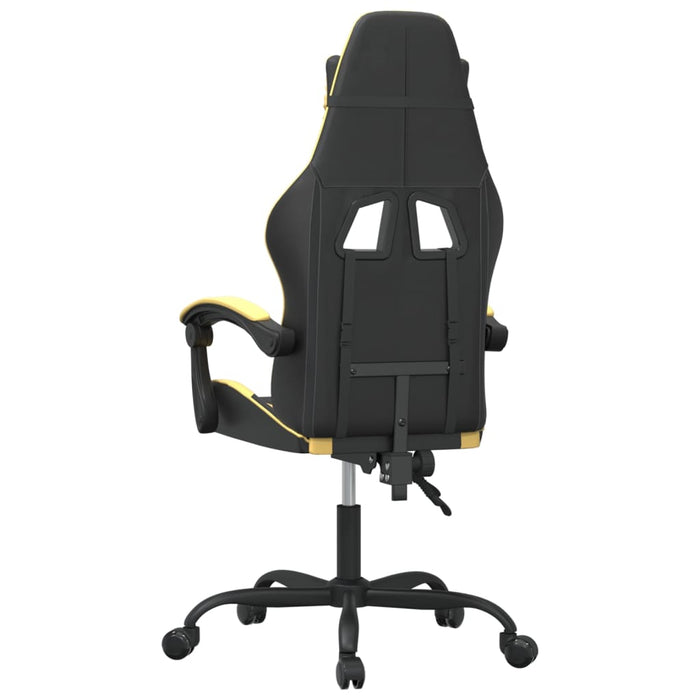 Scaun de gaming pivotant, negru și auriu, piele ecologică WALTI