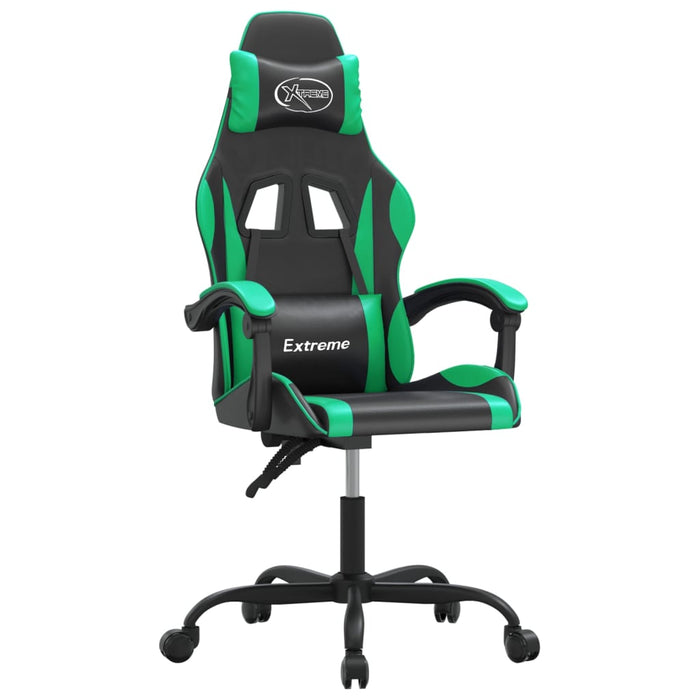 Scaun de gaming pivotant, negru și verde, piele ecologică - WALTI WALTI