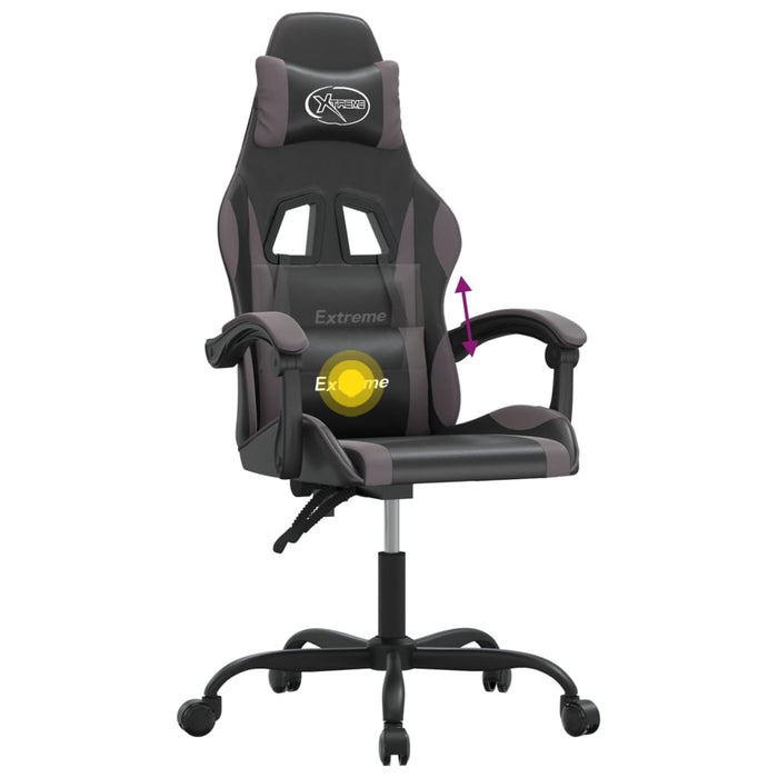 Scaun de gaming pivotant, negru și gri, piele ecologică - WALTI WALTI
