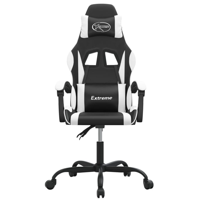 Scaun de gaming pivotant, negru și alb, piele ecologică WALTI