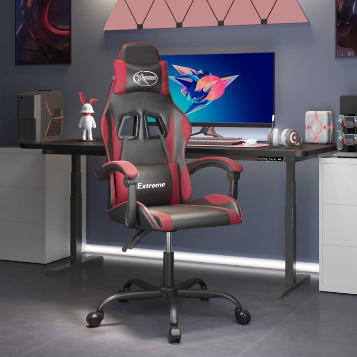 Scaun de gaming pivotant, negru și roșu vin, piele ecologică - WALTI WALTI