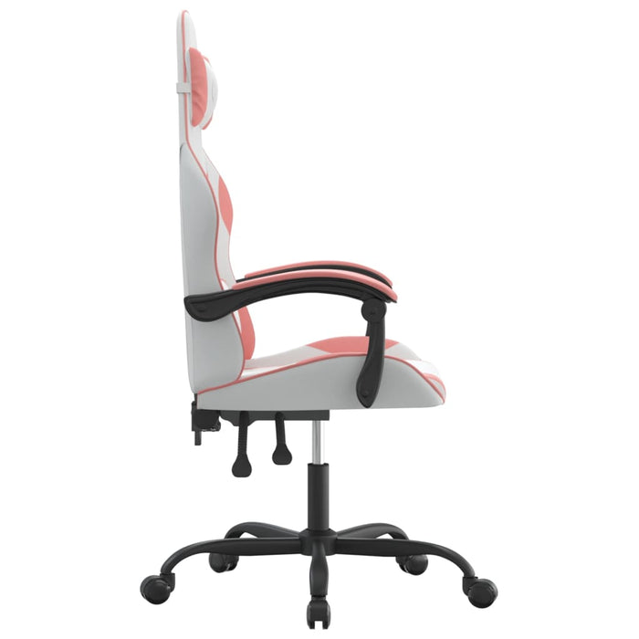 Scaun de gaming pivotant, alb și roz, piele ecologică - WALTI WALTI
