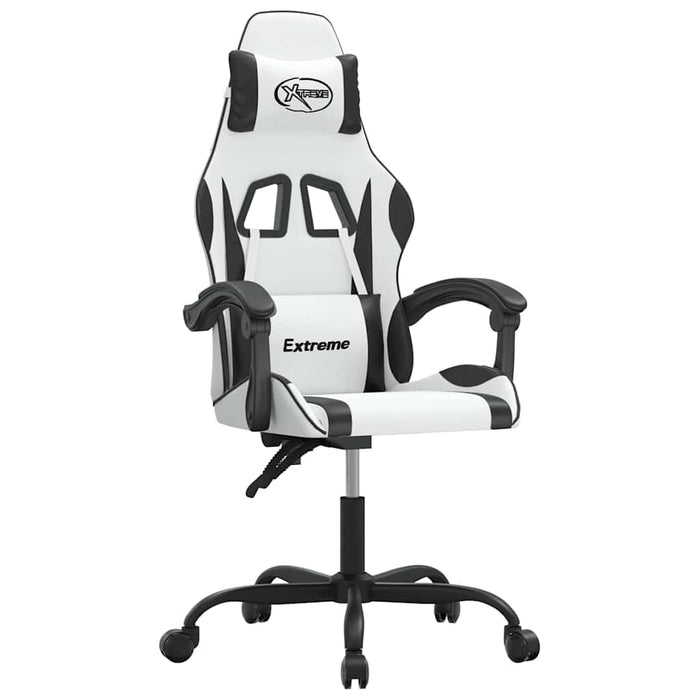 Scaun de gaming pivotant, alb și negru, piele ecologică - WALTI WALTI