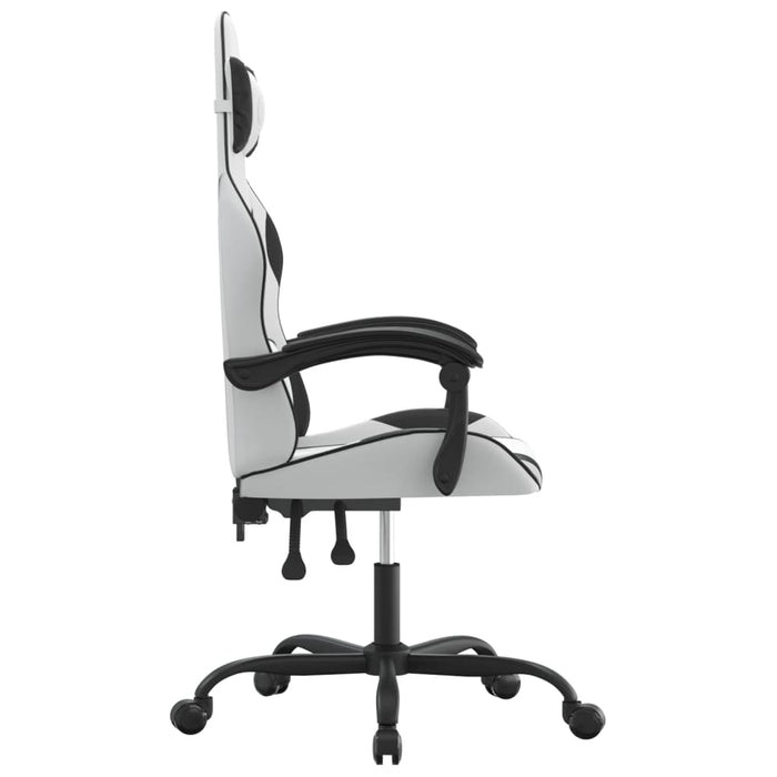 Scaun de gaming pivotant, alb și negru, piele ecologică - WALTI WALTI