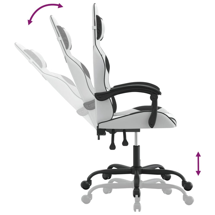 Scaun de gaming pivotant, alb și negru, piele ecologică - WALTI WALTI