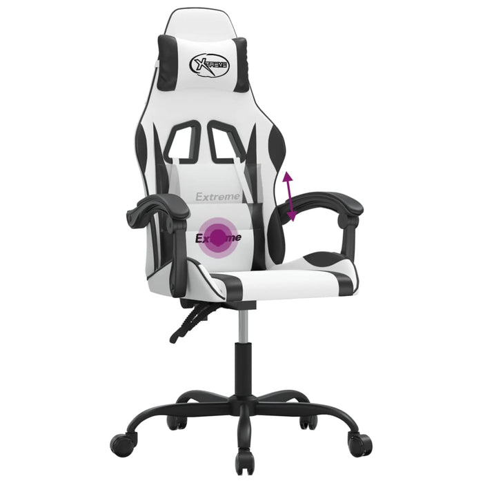 Scaun de gaming pivotant, alb și negru, piele ecologică - WALTI WALTI