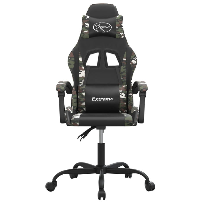 Scaun de gaming pivotant, negru și camuflaj, piele ecologică - WALTI WALTI