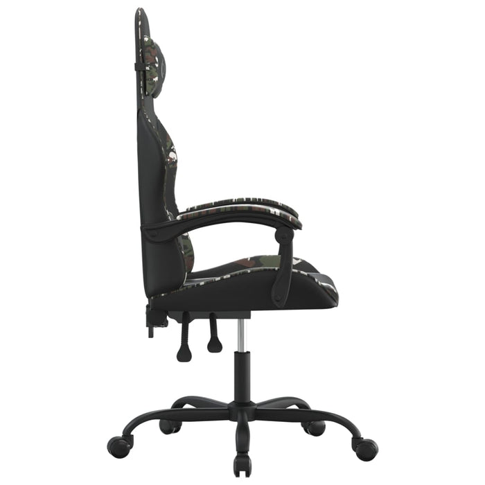 Scaun de gaming pivotant, negru și camuflaj, piele ecologică - WALTI WALTI