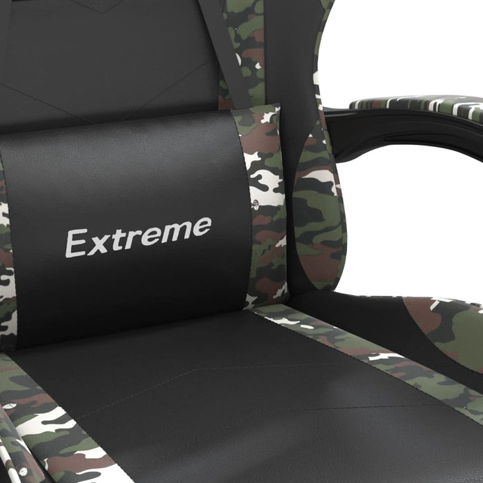 Scaun de gaming pivotant, negru și camuflaj, piele ecologică - WALTI WALTI