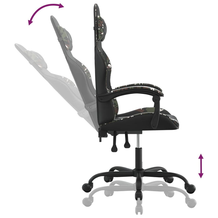 Scaun de gaming pivotant, negru și camuflaj, piele ecologică - WALTI WALTI