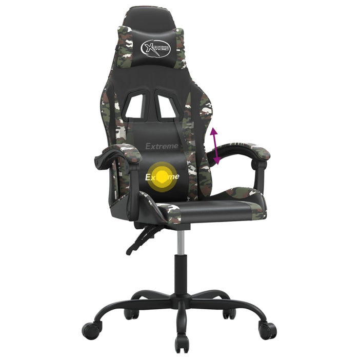 Scaun de gaming pivotant, negru și camuflaj, piele ecologică - WALTI WALTI