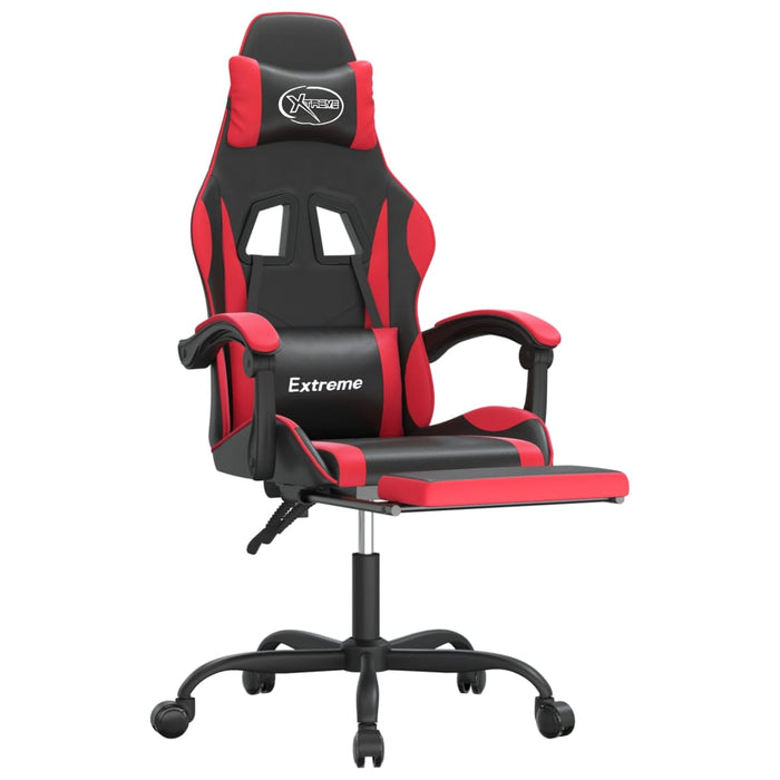 Scaun de gaming pivotant/suport picioare negru/roșu piele eco - WALTI WALTI