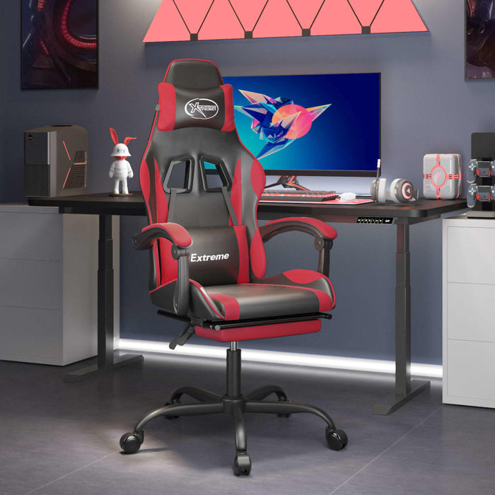 Scaun de gaming pivotant/suport picioare negru/roșu piele eco - WALTI WALTI