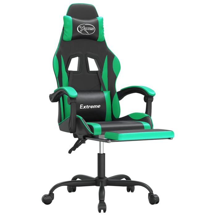 Scaun de gaming pivotant/suport picioare negru/verde piele eco - WALTI WALTI