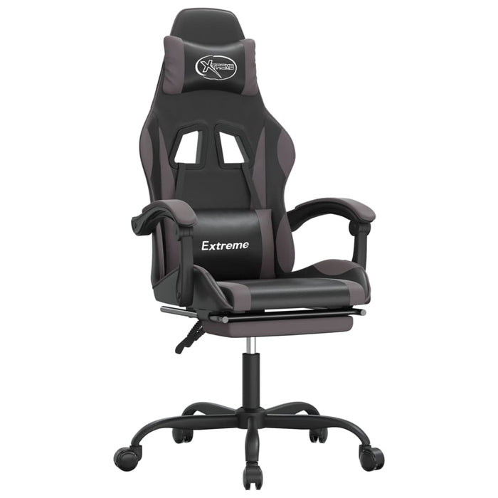 Scaun de gaming pivotant/suport picioare negru/gri piele eco - WALTI WALTI
